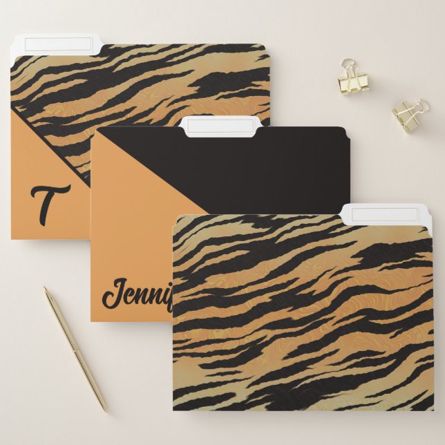 Monogram Tiger Print File Folder (Set)