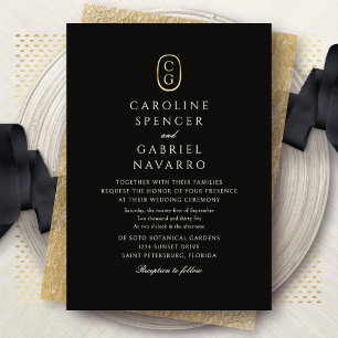 Monogram Timeless Sophisticated Wedding Foil Invitation
