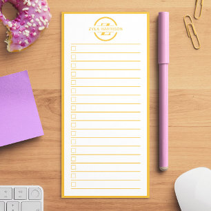 Monogram To Do List Minimalist Yellow Name Magnetic Notepad
