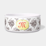 Monogram Toile Pet Bowl<br><div class="desc">Beautiful rose toile pattern with vintage name plate for you to personalize with your pet's monogram or name. A great addition to any home decor.</div>