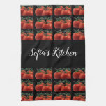 Monogram Tomato Pattern Kitchen Hand Towel at Zazzle