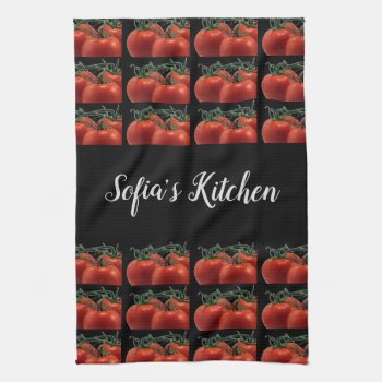 Monogram Tomato Pattern Kitchen Hand Towel by Susang6 at Zazzle