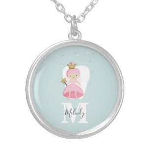 Monogram Tooth Fairy Gift for Girl Silver Plated N Necklace
