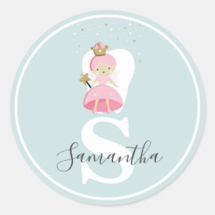 Monogram Tooth Fairy Sticker. Gift Decoration Classic Round Sticker