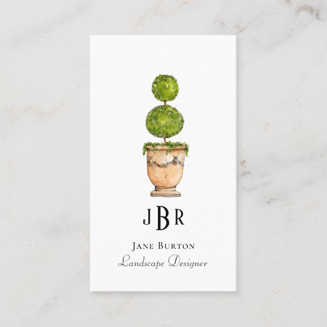 Monogram Topiary Landscaping Business card  (Front)