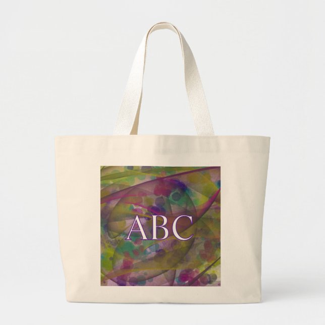 Monogram Tote Bag With Colorful Design (Front)