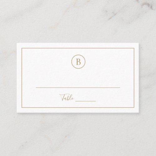 Monogram Traditional Simple Elegant Gold Wedding Place Card