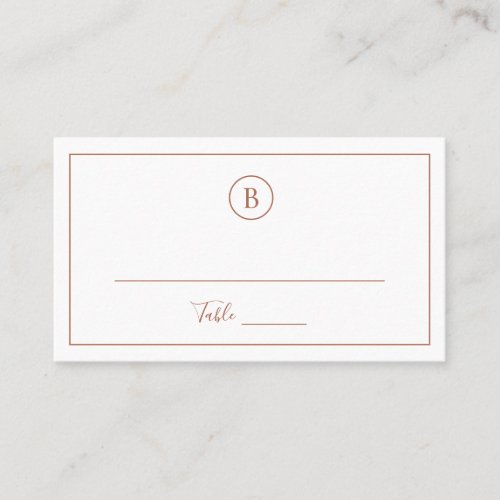 Monogram Traditional Simple Terracotta Wedding Place Card