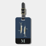 Monogram Travel Blue Gray Swordfish Fishes Luggage Tag at Zazzle