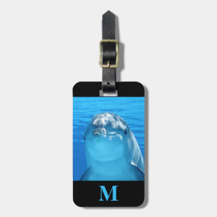Monogram Travel Dolphin in Blue Ocean Water Luggage Tag