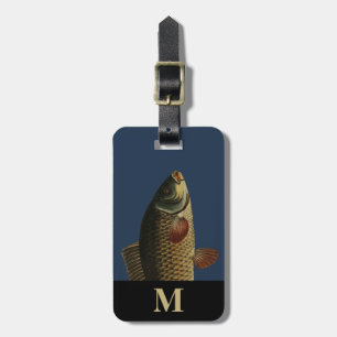Monogram Travel Gray Green Carp Fish Head Luggage Tag