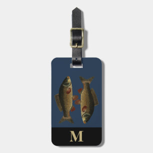 Monogram Travel Gray Green Carp Fish Luggage Tag