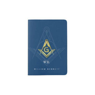 Monogram Travel Masonic Template Blue Freemason Passport Holder