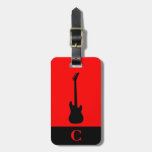 Monogram Travel Music Electric Bass Guitar Red Luggage Tag at Zazzle
