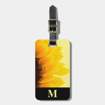 Monogram Travel Yellow Sunflower On Yellow Luggage Tag by ImageRecollections at Zazzle