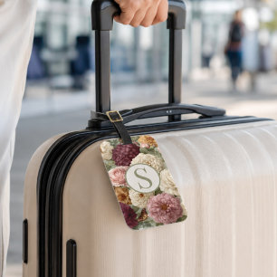 Monogram Traveler Gift Purple Green Floral Luggage Tag