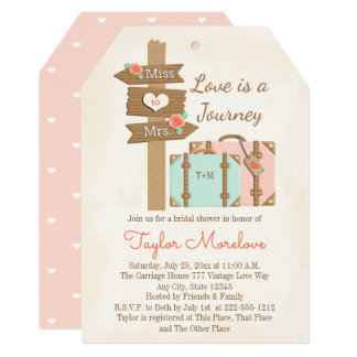 Monogram Traveling from Miss to Mrs Bridal Shower Card