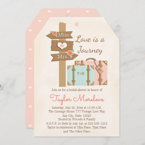 Monogram Traveling from Miss to Mrs Bridal Shower Invitation