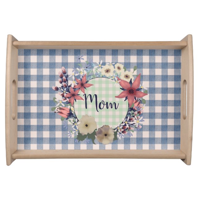 Monogram Tray | Bleu Gingham Checks | Mother's Day (Front)