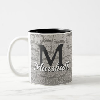 Monogram Tree Bark Photo with Name Family Initial Two-Tone Coffee Mug