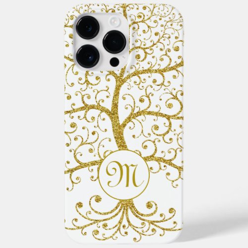 Monogram Tree of Life Gold Minimalist Case_Mate iPhone 14 Pro Max Case