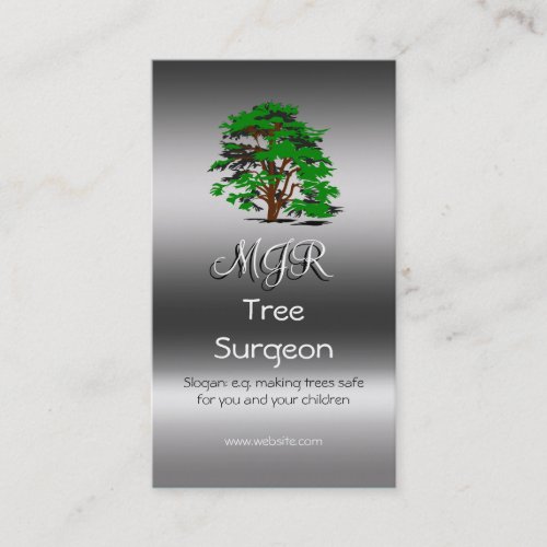 Monogram Tree Surgeon metallic_effect Business Card