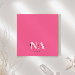 Monogram Trendy Aesthetic Hot Pink Personalized Post-it Notes