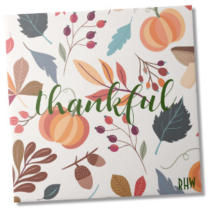 Monogram Trendy Autumn Pattern 6x6 Ceramic Tile
