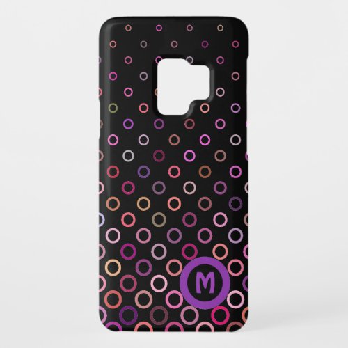 Monogram Trendy Colorful Circles on Black Case_Mate Samsung Galaxy S9 Case