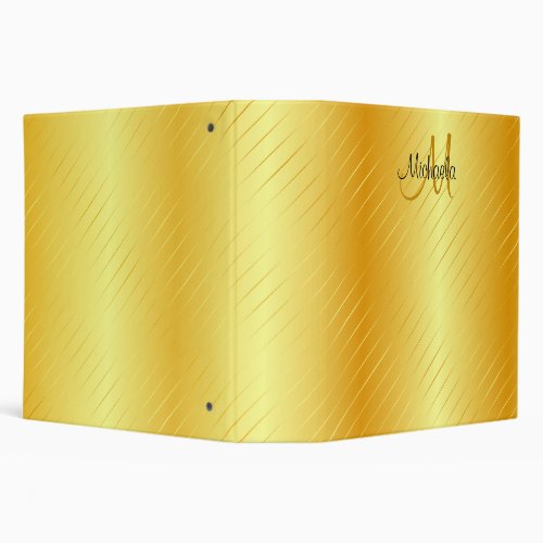 Monogram Trendy Elegant Gold Look Template 3 Ring Binder