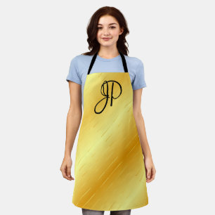Monogram Trendy Elegant Gold Look Template Apron