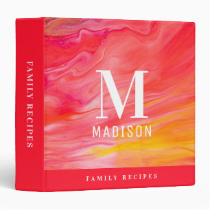 Monogram Trendy Modern Chic Family Recipe Book 3 Ring Binder