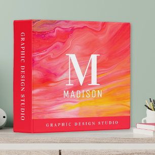 Monogram Trendy Modern Girly Chic Abstract Stylish 3 Ring Binder