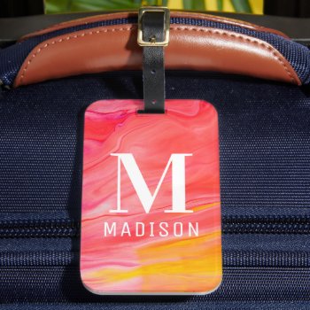 Monogram Trendy Modern Girly Chic Abstract Stylish Luggage Tag by EvcoStudio at Zazzle