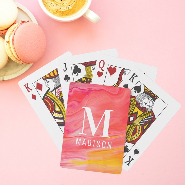 Monogram Trendy Modern Girly Chic Abstract Stylish Poker Cards (Creator Uploaded)