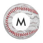 Monogram Trendy Mustache Pattern Baseball