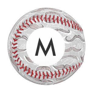 Monogram Trendy Mustache Pattern Baseball