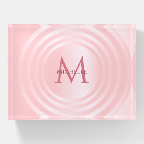 Monogram Trendy Rose Gold Stylish Template Paperweight