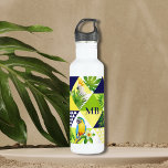 Monogram Trendy Tropical Cockatoo Parrot Floral Stainless Steel Water Bottle<br><div class="desc">This modern design features a fun tropical pattern with tropical flowers,  parrots and cockatoos. Personalize with your monogram by editing the template in the text box provided</div>