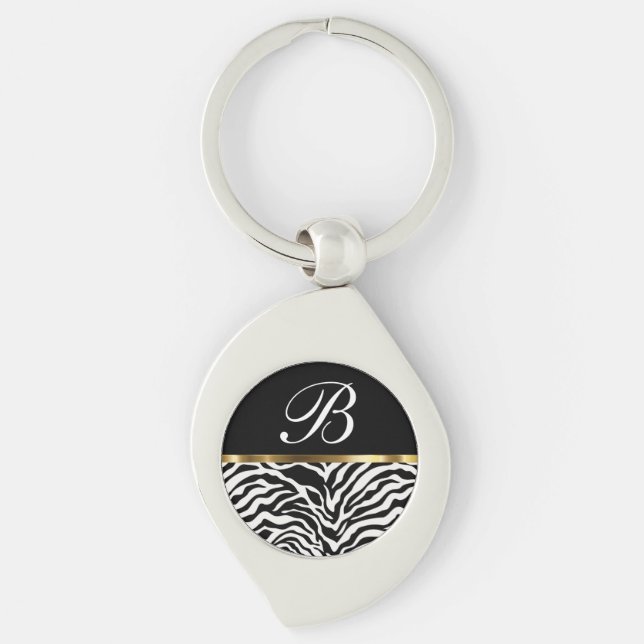 Monogram Trendy Zebra Keychains (Front)