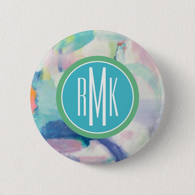 Monogram | Trial and Airy Bright Pinback Button (Front)