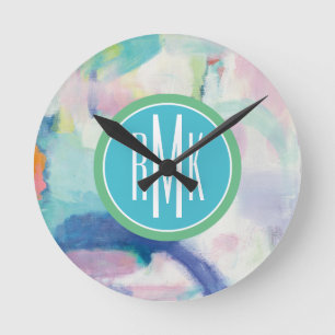 Monogram Trial and Airy Bright Round Clock