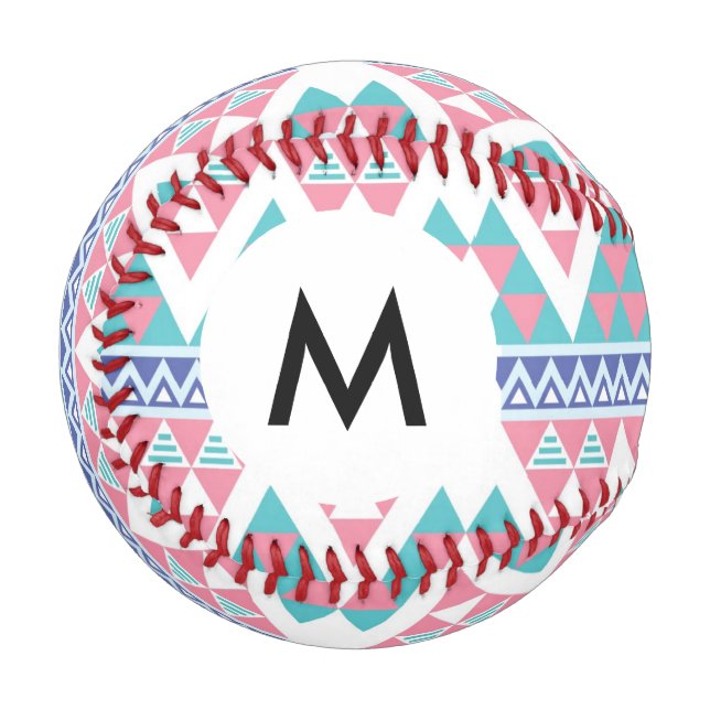 Monogram Tribal aztec colorful pattern Baseball (Front Left)