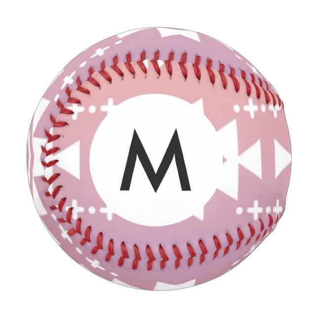 Monogram Tribal aztec ombre pattern Baseball (Front Left)