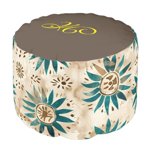 *~*  MONOGRAM Tribal Native American AZTEC Pouf