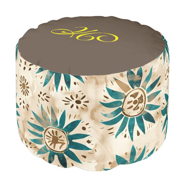 *~*  MONOGRAM Tribal Native American AZTEC Pouf (Angled Front)