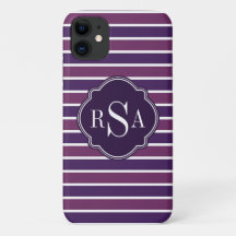 Monogram Trio Royal Purple Stripes Pattern