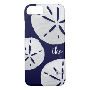 Monogram Tropical Beach Navy White Sand Dollars iPhone 8/7 Case