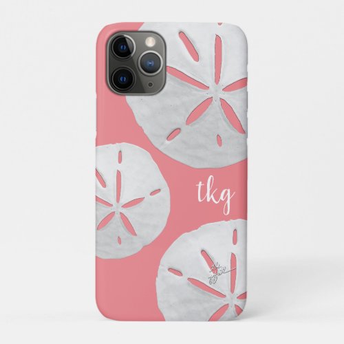 Monogram Tropical Beach Rose Gold Sand Dollars iPhone 11 Pro Case