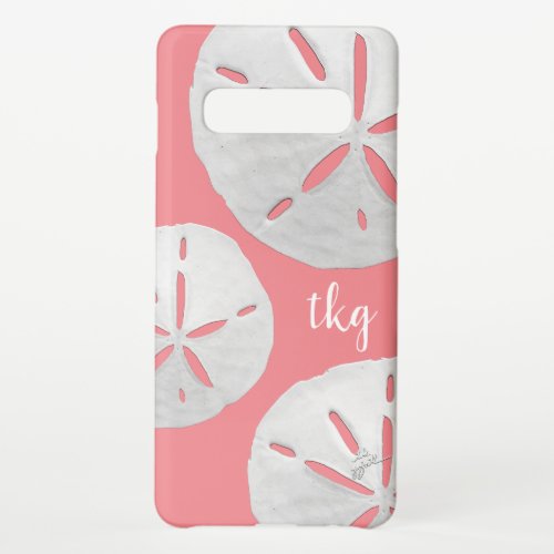 Monogram Tropical Beach Rose Gold Sand Dollars Samsung Galaxy S10 Case